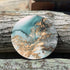 Lahome Marble Pattern Coasters - Round Absorbent Stone Coaster Set with Ceramic Stone and Cork Base (Blue, Set of 4)