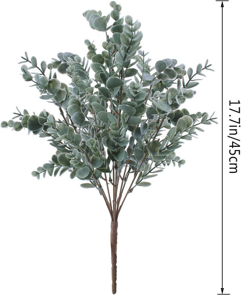3 Pack Artificial Eucalyptus Stem Shrub, Faux Greenery Stems for Home Wedding Decor, 17.7" Tall