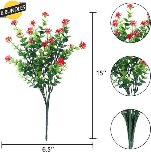 GREENRAIN Artificial Flowers, UV Resistant Fake Flowers for Outdoor Decoration, No Fade Faux Plastic Plants Garden