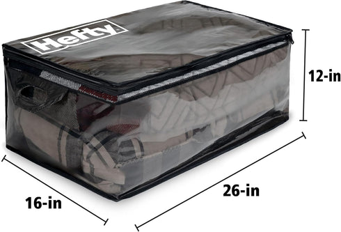 Hefty Extra Large Flexible Tote, 2 Pack with Breathable Mesh, Double Zip Closure for Seasonal Apparel Storage