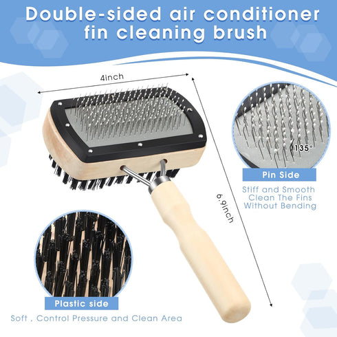 Boao 3 Pieces Air Conditioner Fin Cleaning Brush - Stainless Steel Cleaner & Refrigerator Coil Whisk
