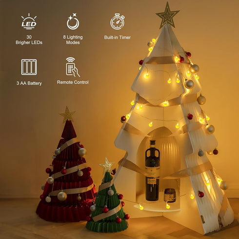 Minetom Crystal Globe String Lights, 17 ft 30 LED Battery Operated Fairy Lights with Remote for Party Decor