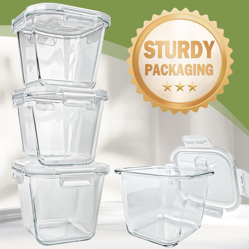 32 oz, 4 4 Pack Soup Containers with Lids Glass Cup Borosilicate Glass Food Storage Containers, Microwave & Freezer