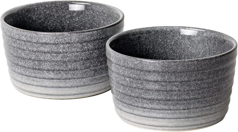 UNICASA Ramekin Set of 2, 8 oz Oven Safe Baking Set for Custard, Pudding, Souffle Cups in Reactive Gray