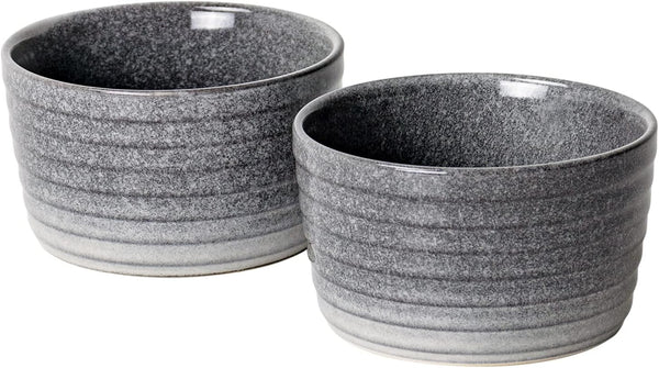 UNICASA Ramekin Set of 2, 8 oz Oven Safe Baking Set for Custard, Pudding, Souffle Cups in Reactive Gray