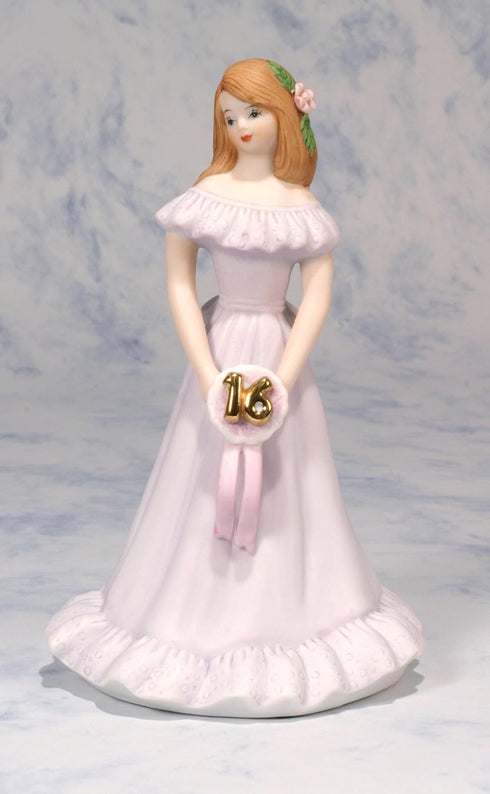 ENESCO Growing Up Girls Brunette Figurine, Age 16, 6.5 Inch, Multicolor, Holding Ribbon