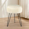 Velvet Vanity Stool with Storage, Round Ottoman Vanity Chairs with Anti-Slip Feet,