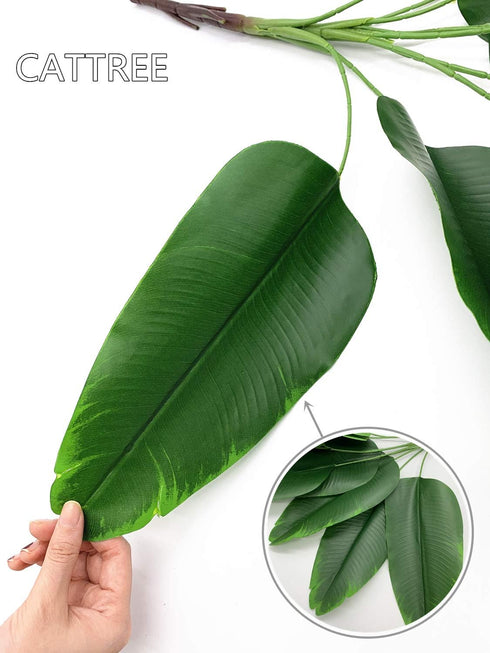 CATTREE 33 inch Tall Artificial Banana Tree, 9 Branches with Brown Leaves, UV Resistant Plastic for Indoor or Outdoor
