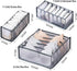 3 Set Underwear Organizer, Foldable Bra Underwear Drawer Divider Bins for Socks, Ties, Bras, Gray Storage Compartment