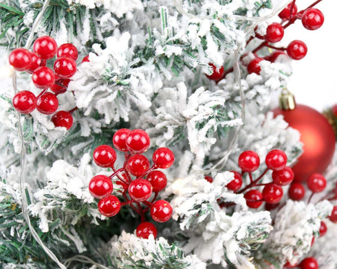 Mklsit 30 Pack 8.2 Inch Artificial Red Berry Stems, Christmas Berry Picks Holly Berries Branches for Christmas Tree