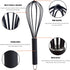 high temperature and easy to clean silicone whisk, stirrer, 10 inch, grip good grip design for Blending Whisking Beating Stirring Cooking Baking (1 Pack | black) by GorGin