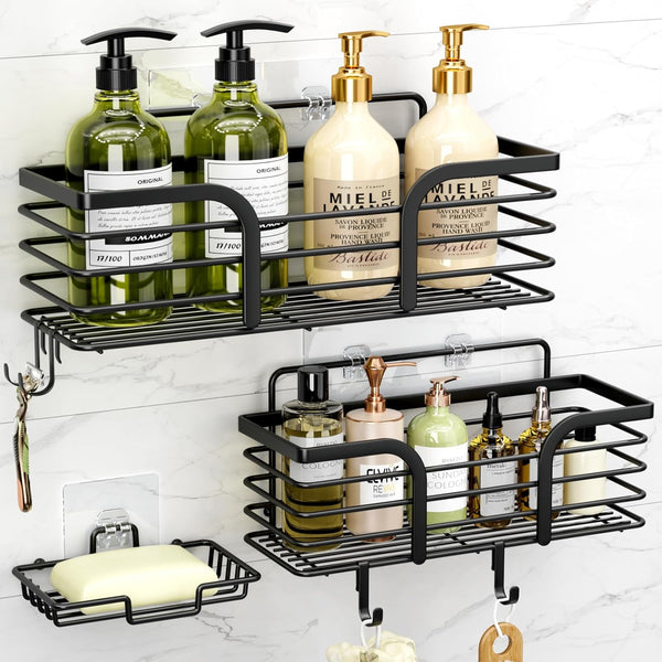 Yougai Shower Caddy, Shower Organizer with Soap Holder and Hooks, Rustproof Shower