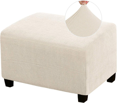 PrinceDeco Stretch Ottoman Cover Slipcovers Rectangle for Living Room Foot Stool Stretch