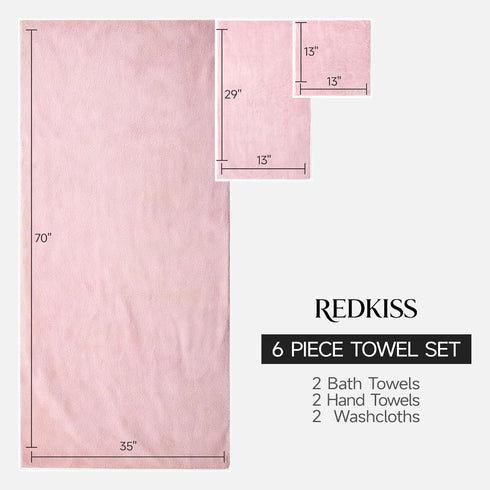 6 Set (70 x35 670GSM Sets REDKISS Piece Towel - Oversized Bath Sheets in), Ultra Soft & Highly Absorbent, Quick Dry