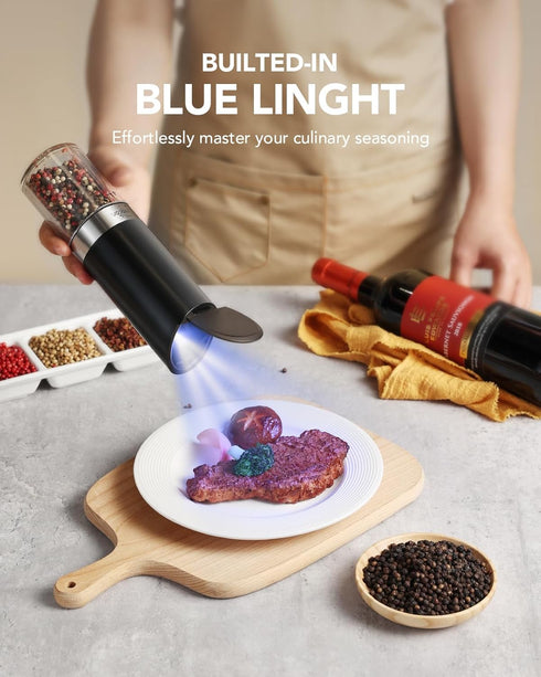 Set Operated(4 Set Sangcon Gravity Electric Salt and Pepper Grinder with Dust Cover, Battery AAA), Large Capacity