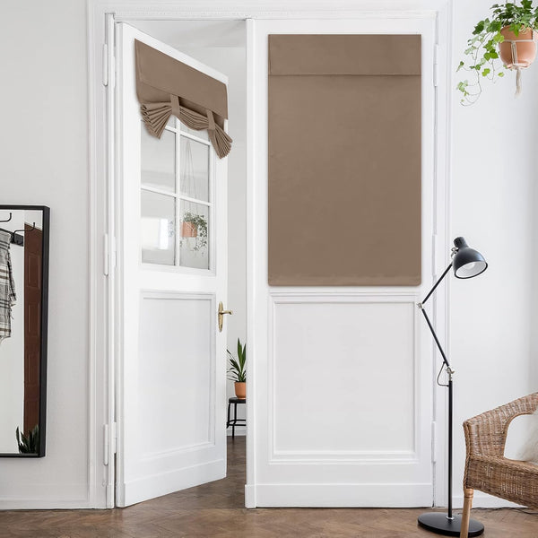 HOMEIDEAS Cappuccino Blackout Door Curtains, 26 X 40 Inch Room Darkening Thermal Insulated Tie Up Shades, 1 Panel