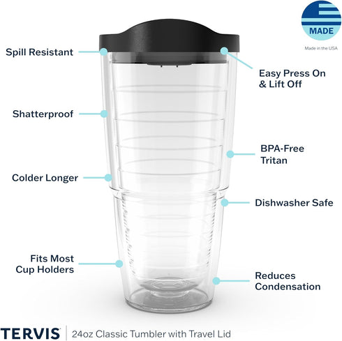 Tervis Navy Logo Made in USA Double Walled Insulated Tumbler Travel Cup, 24oz, Keeps Drinks Cold & Hot