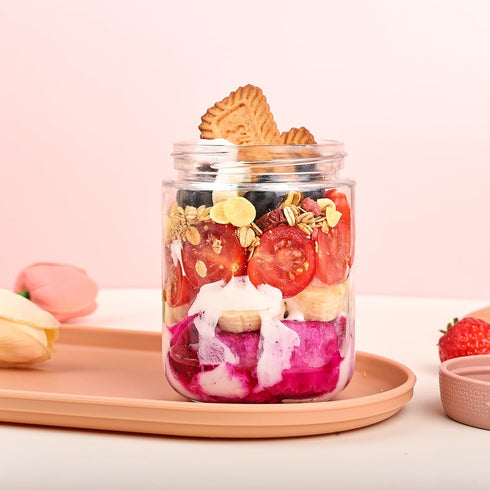 6-pack 16 oz YUNCANG Overnight Oats Containers with Airtight Lids, Wide Mouth Mason Salad jars, Glass Food Storage