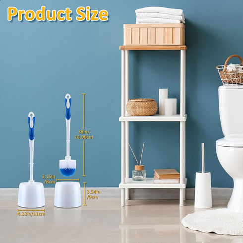 Tioncy 6 Pack 14.96 Inches Toilet Brush with Holder Toilet Bowl Brush and Caddy Set Stiff Bristles Toilet Scrubber for Bathroom Cleaning Supplies (Blue,White) by Tioncy