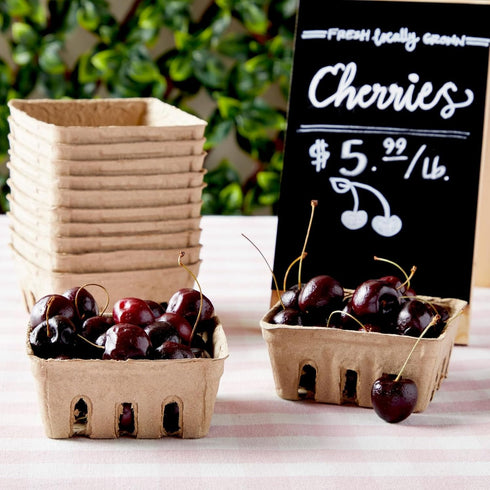 Juvale Pulp Fiber Berry Baskets, Brown Molded Pulp Fruit Containers for Farmers Market and Grocery Store (4 x 4 x 1.81