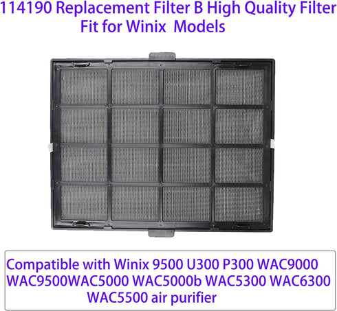 Replacement Filter B for Winix Air Purifiers 114190, Compatible with Models 9500, U300, P300, WAC5300, WAC5500