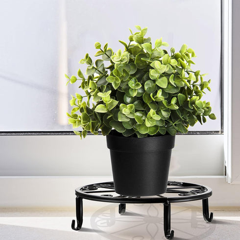 4 Pieces Metal Potted Plant Stand Round Iron Floor Flower Supports Holder Decorative Garden Pots Containers Stand