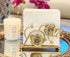 Gold Orchid Blooms Napkin Holder| Exquisite Orchid Flowers & Faux Crystals Design| Vertical Iron Metal Disposable