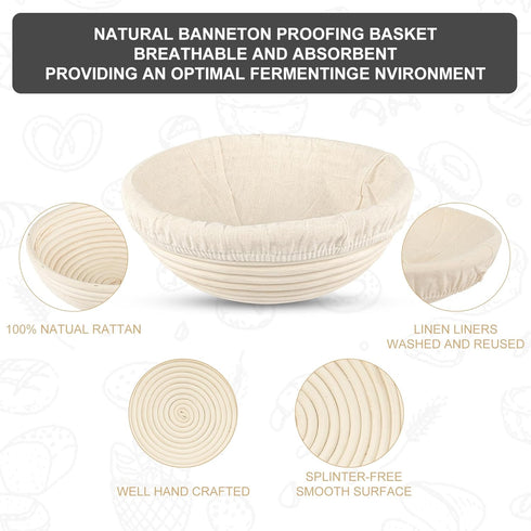 2 24oz Sourdough Starter Kit with Oval Banneton Proofing Baskets, Sourdough Jar, Silicone Pastry Mat, Bread Sling