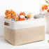 DULLEMELO Collapsible Rectangle Fabric Storage Basket, Organizing Clothes, Toys, Laundry, White & Khaki