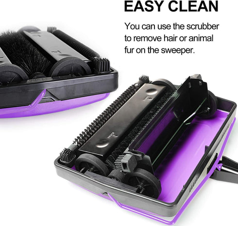 Yocada Carpet Sweeper Cleaner for Home Office, Purple Cleaner for Low Carpets, Rugs, Pet Hair, Dust, and Scraps