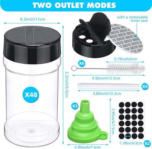 48 Mimorou Pcs Clear Plastic Spice Jars Spice Bottles with Shaker Lids Plastic Seasoning Containers with Chalk Labels