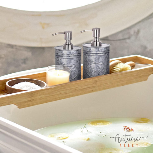 Autumn Alley Galvanized Farmhouse Soap Dispenser, Rustic Kitchen & Bathroom Accessories, 17.5 oz, Grey