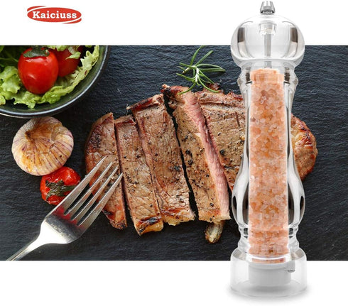 Salt Pepper Grinder Mill Acrylic, Adjustable Mill-Clear, Best Peppercorn Grinder