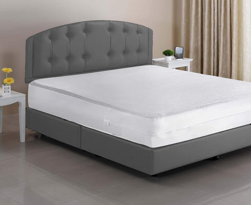Masirs Zippered Mattress Encasement - Waterproof, Breathable, Noiseless, Machine Washable, Soft Terry
