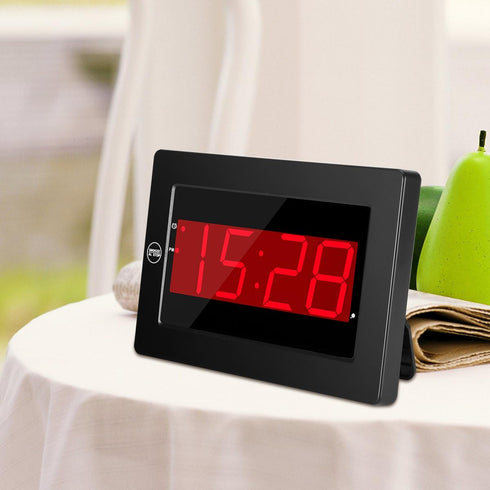Digital Wall Clock, Battery Operated LED Display Alarm Clock, Brightness Adjustable