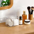 Qtip Holder - Clear Acrylic Cosmetic Items Storage Dispenser for Bathroom Vanity Countertop, 4 Compartments
