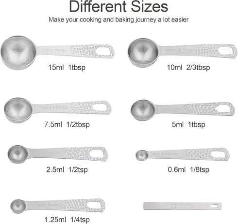 Measuring Cups and Spoons Set, 18/8 Stainless Steel 16pcs Set with Leveler and Equivalents Dry Measuring Cups