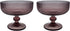 Vintage Strips Embossed Glass Footed Dessert Bowl, 9 oz Dark Purple Ice Cream Bowl, Set of 2 for Home Party