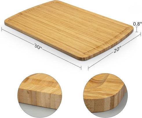 30 20 Inch Extra Large Bamboo Cutting Board for Kitchen, x Large Butcher Block Chopping Board with Juice Groove, XXXL