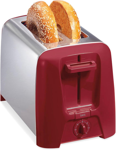 Hamilton Beach 2 Slice Toaster, Extra Wide Slots, Shade Selector, Auto-Shutoff, Cancel Button, Toast Boost, Red