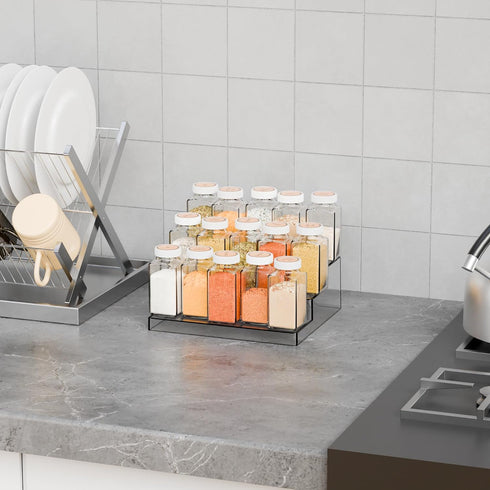 Yieach 3 10.3L 9.4W Tier Clear Acrylic Spice Rack Organizer for Cabinet and Pantry Shelf - x Tiered Spice Rack