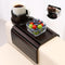 Couch Cup Holder,Bamboo Couch Arm Tray with 360 Rotating Cup Holder,Foldable Anti-Slip