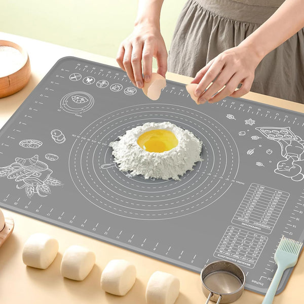 Silicone Pastry Mat Extra Thick Non-stick Baking Mat, 28" x 20" with Measurements for Rolling Dough, Kneading, Counter