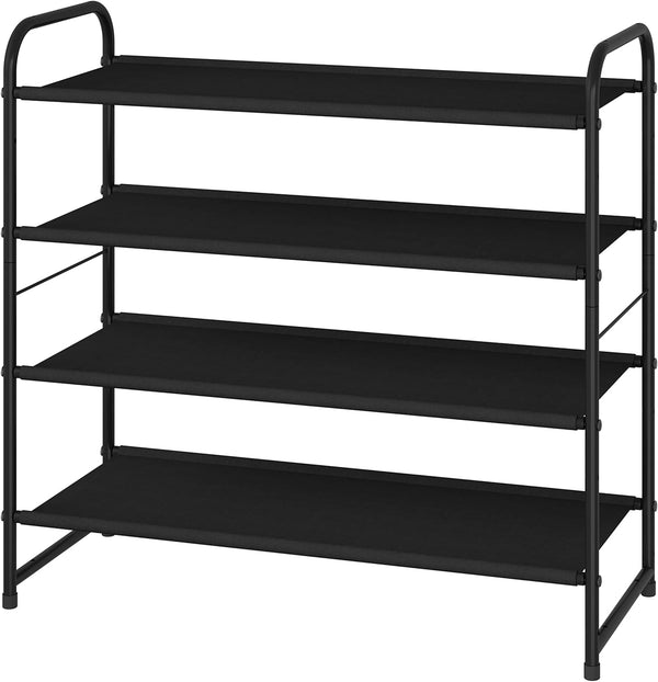 Simple Trending 4-Tier Stackable Shoe Rack, Expandable & Adjustable Fabric Shoe Shelf