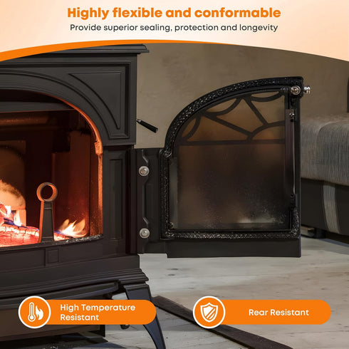 Stanbroil 1/2" x 84" Wood Stove Gasket - Graphite Impregnated Fiberglass Rope Seal and High-Temperature Cement Gasket