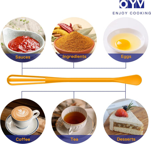 Mini Whisk Set, 2 Pieces Multifunctional Small Whisks for Cooking, Blending, Whisking, Beating Ingredients