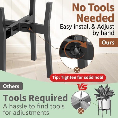 8 12 Inch 1 Pack LASZOLA Black Adjustable Plant Stand for Single Large Outdoor Indoor Planters, Heavy Duty Metal Floor