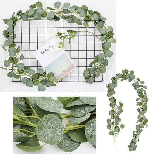 DearHouse 4Pack Faux Silk Eucalyptus Garland, Handmade Greenery Vines for Wedding Backdrop Arch Wall Decor
