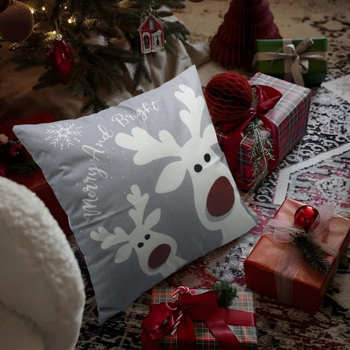PSDWETS Christmas Pillow Covers, 18x18 Set of 4, Winter Holiday Decor, Snowman Deer Christmas Tree Throw Cushion Case