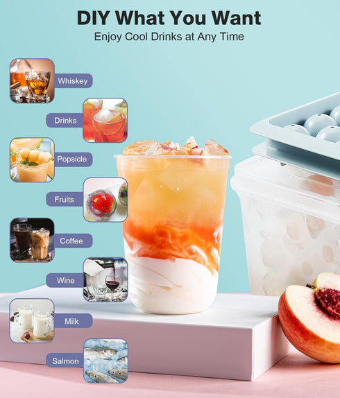 Ice Trays for Freezer, 3-Pack Ice Cube Trays with Lid for Ice Balls, Juice, Coffee, and Cocktails